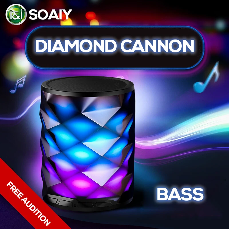 Soaiy S70 Wireless Bluetooth Speaker Bedroom Bedside Speaker Mini Subwoofer Colorful Atmosphere Light Lighting Speaker Best Gift