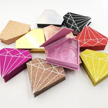 

Diamond False Eyelashes Packaging Box Lash Boxes Fake 1 Pair 3d Mink Glitter Case Empty Makeup Eyelash Storage Without Eyelash