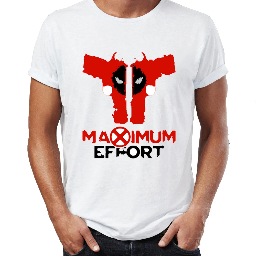 

Men's T Shirt Deadpool Maximum Effort Funny Parody Skull Tee