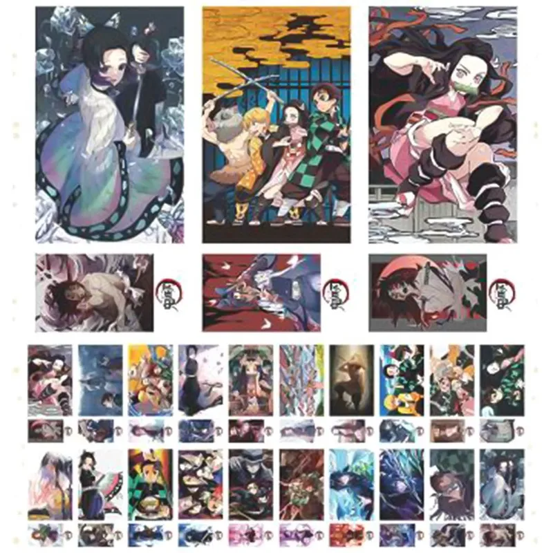 

Anime Demon Slayer: Kimetsu no Yaiba Kamado Tanjirou Nezuko Postcard Photo Card Sticker Artbook Gift Anime Cosplay Props Set