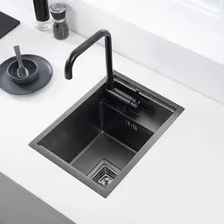 black Hidden Kitchen sink Single bowl Bar Small Size sink Stainless Steel Balcony sink Concealed black kitchen sink Bar sink
