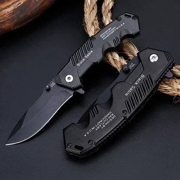 

Folding Knife Black Color tactical Survival Knives Hunting Camping Blade edc multi High hardness military survival knife pocket