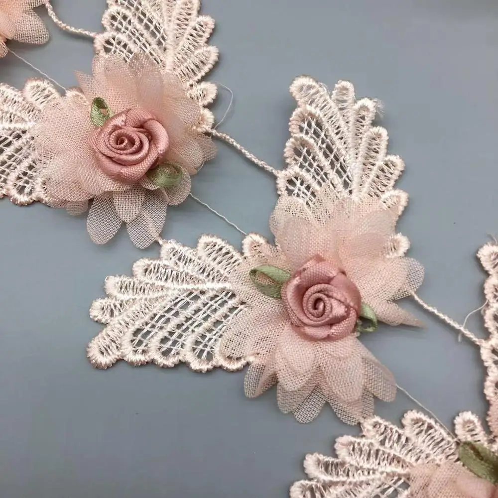 30pcs Lace Ribbon 3d Flower Rose Floral Lace Trim Fabric Embroidered  Wedding Dress Clothes Hat Diy Materials Sewing Craft - Lace - AliExpress