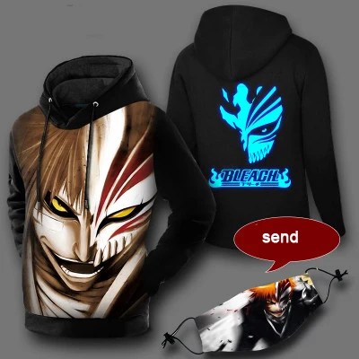 Зимние мужские толстовки BLEACH пуловер аниме мужские толстовки Kurosaki Ichigo Мужской пуловер пальто - Цвет: 4