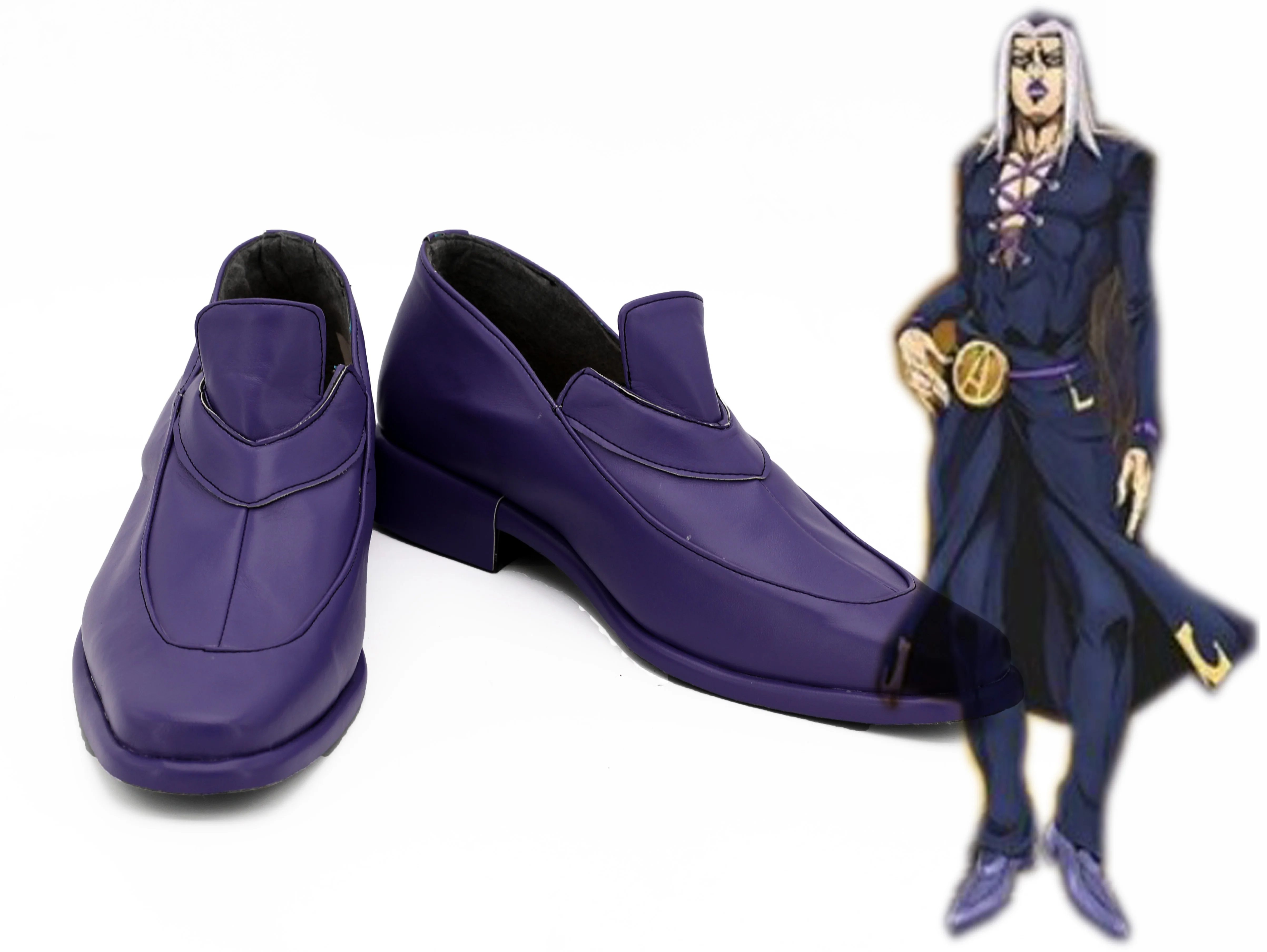 JoJo для невероятное приключение Косплэй Золотой ветер Сьерра-Леоне Abbacchio Косплэй; вечерние туфли-лодочки фиолетового цвета; ботинки изготовленные под заказ Европейский Размеры