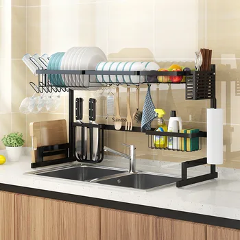 

304 stainless steel sink drain dish rack kitchen shelf knife chopsticks storage dish drying rack kitchen organizer