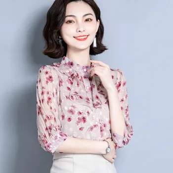 

COIGARSAM 3XL Plus Size Fashion Floral Print blouse women New Summer Short Sleeve Chiffon blusas womens tops and blouses 121