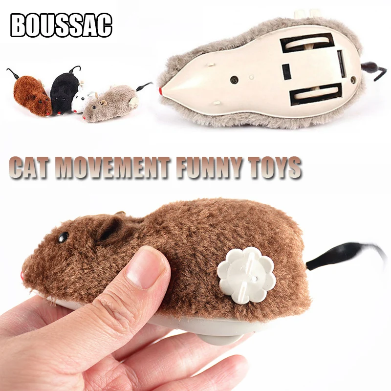 Funny Cat Toys Clockwork Spring Power Plush Mouse Toy Mechanical Motion Rat Dog Playing Pets Interactive | Дом и сад