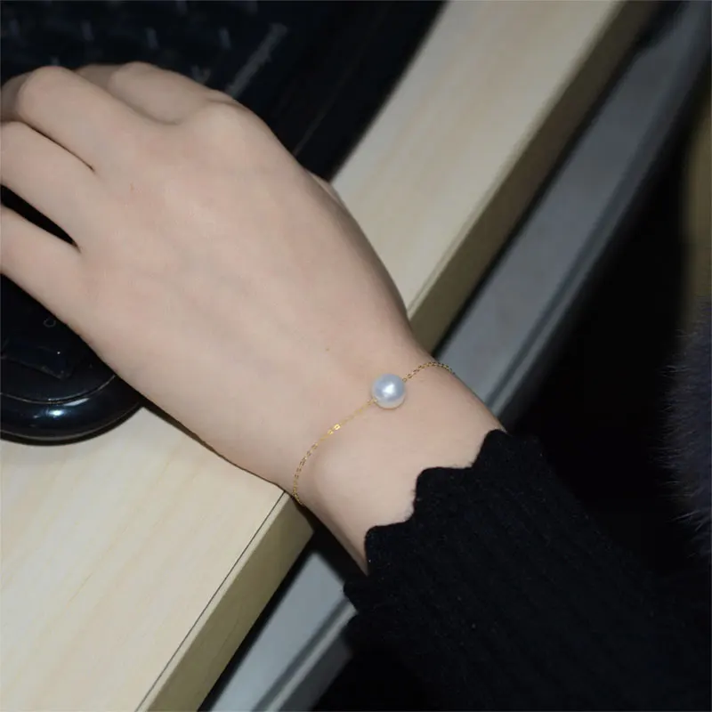 XE800 18 К золотой жемчужный браслет, высокое ювелирное изделие, натуральный пресноводный жемчуг, браслет, Модный женский свадебный подарок [S211]