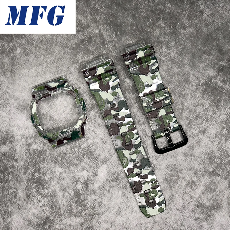 

Watchband Strap DW5600 5610 Series DW/GW5000 Watch Bezel Resin Camouflage Green For Bezel Bracelet with Metal Clasp and Tools