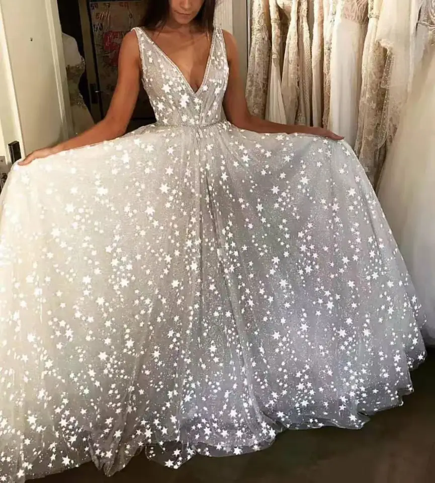 silver glitter wedding dress