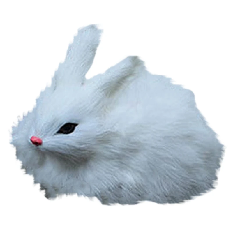 White Hot-15Cm мини реалистичные милые плюшевые кролики мех реалистичные животные Пасхальный кролик Моделирование Кролик игрушка модель подарок на день рождения - Цвет: White