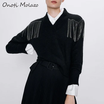 

Onoti Molazo Casual Knitted Pullovers Sweater Women Winter Tassels Fashion Chic Ladies Knit Pullovers Sweater Female 2020 New