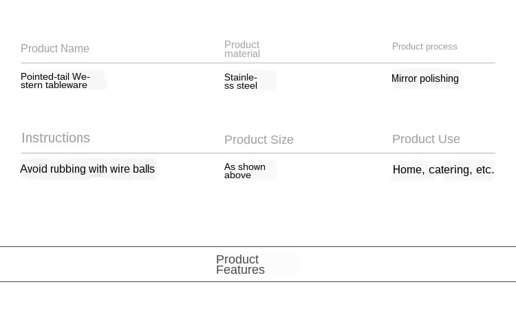 נירוסטה מעובה מערבי כלי שולחן סט סכין, מזלג וכפית 24 מקשה אור נירוסטה כפית סטייק כלי שולחן