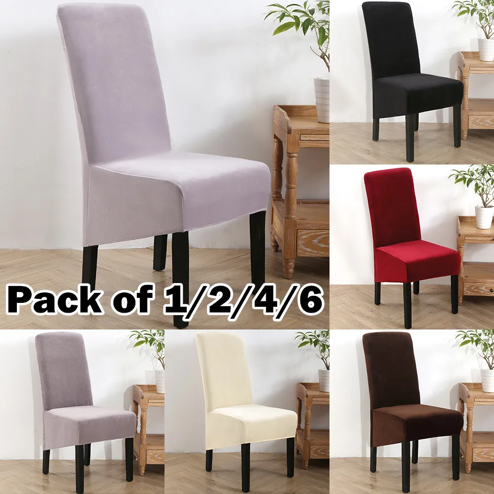 1 2 4 6PCS Chair Cover Velvet Removable Slipcover Chair Protector Seat Covers For Dining Room
