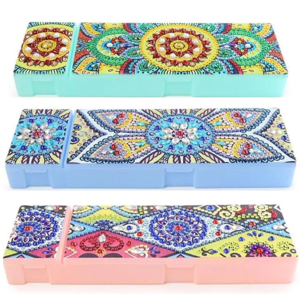 5D DIY Special Shaped Diamond Painting 2 Grids Stationery Pencil Box Rhinestones Embroidery Mandala Storage Case Gifts | Дом и сад