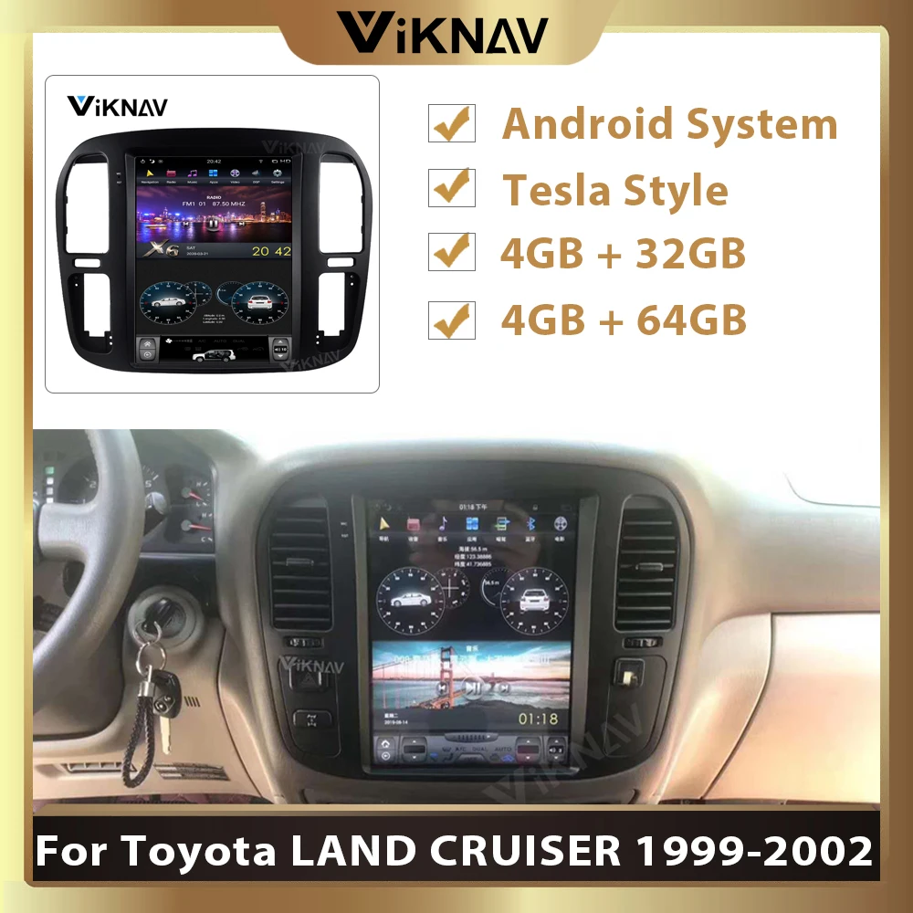Android мультимедийные плееры 12 1 дюйма для TOYOTA LAND CRUISER 1999 2002 GPS навигатор магнитофон 2