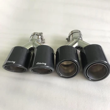 

1 PC sebring double glossy curly carbon outlet muffler modified tail throat car stainless steel exhaust pipe universal tail pipe
