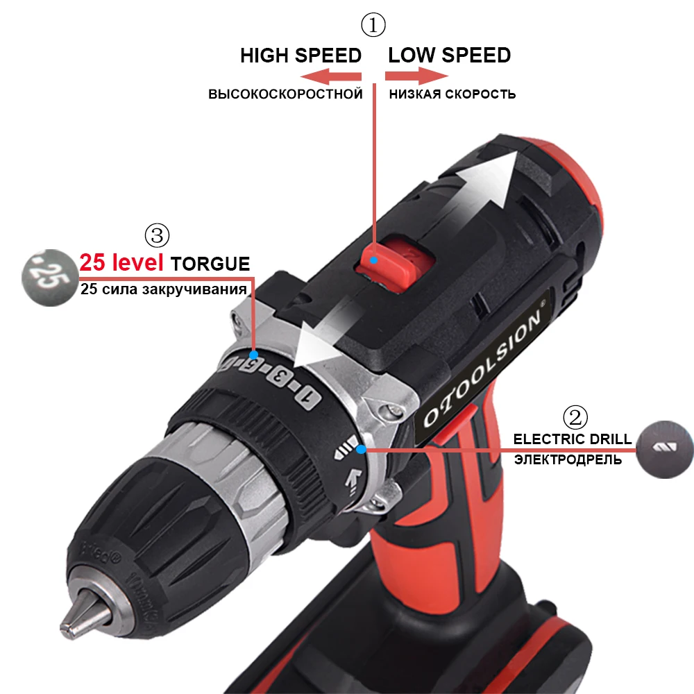 New 21V 45N.m 25+1 Torque Cordless Drill Cordless Screwdriver Power Tools Drill Screwdriver Drill Electric Wireless Screwdriver (9)