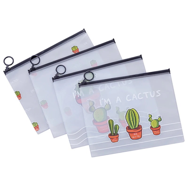 Cactus unicorn PVC file bag pencil case file folder documents filling bag 