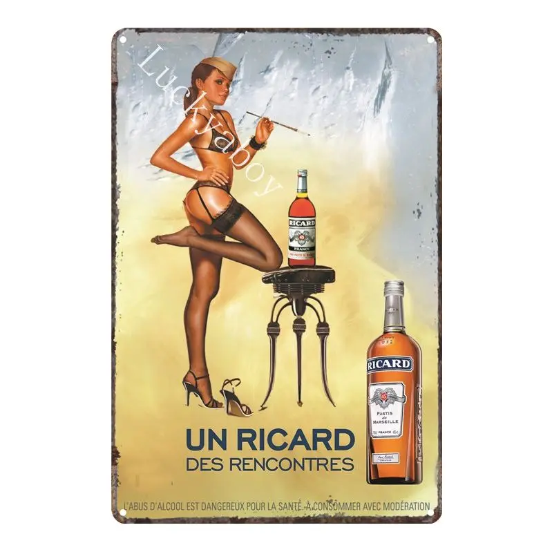 [Luckyaboy] винтажная пивная табличка, металлическая жестяная вывеска, декоративная пластина для бара, паба, дома, Джек, виски, ретро, вино, Orval Ricard, плакат AL039 - Цвет: 2