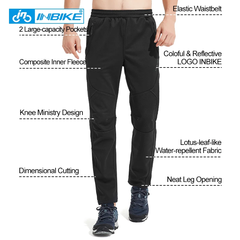 INBIKE Winter Thermal Cycling Trousers Men Fleece Pants for Running  Waterproof Outdoor Sports MTB Bike Bicycle Trousers WP701