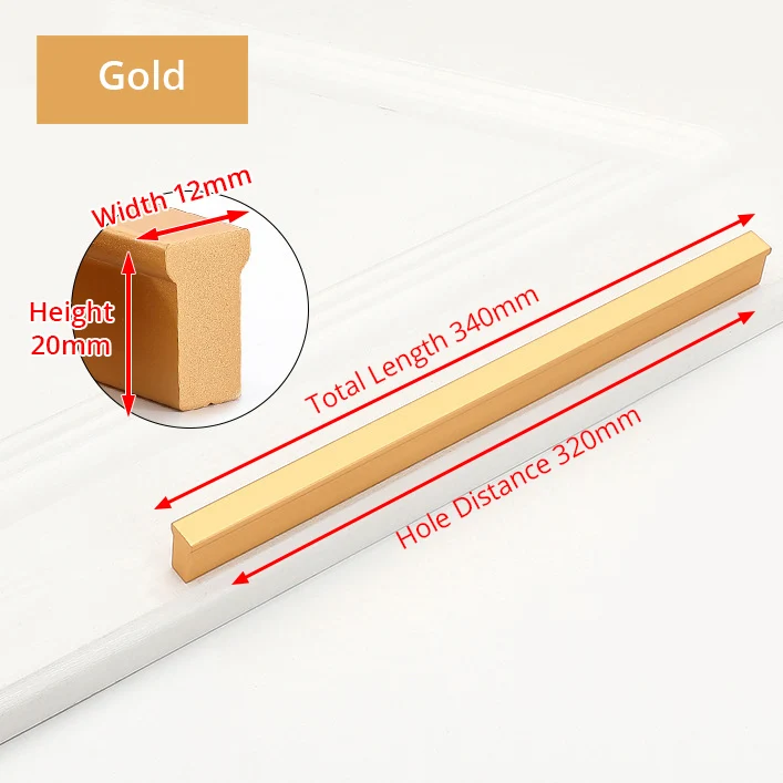 T320mm Gold JD t-образная однообразная Ручка дверцы ручка шкафа из алюминиевого сплава ручка для дверцы выдвижного ящика на заказ гардероб l-образная металлическая ручка - Цвет: T320mm Gold