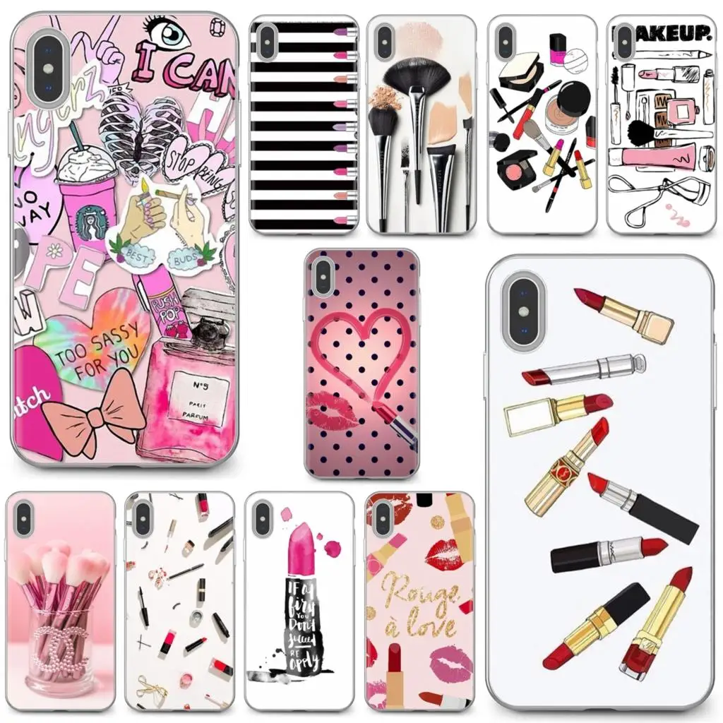 For Samsung Galaxy A3 A5 A7 A9 A8 Star Lite A6 Plus 2018 2015 2016 2017 Tools Lipstick Beauty Girl Makeup Set Silicone Cover Bag | Мобильные