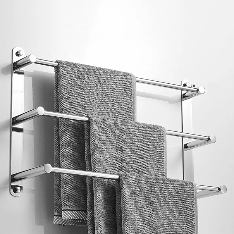 Chrome Bathroom Towel Rack 304 Stainless Steel Towel Bar Wall Mount Holder 40cm/50cm/60cm Bathroom Accessories