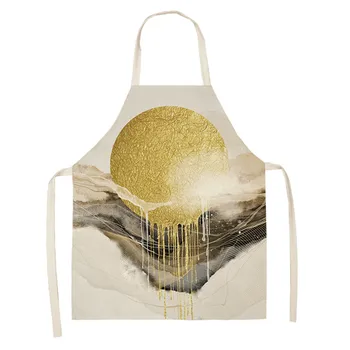 

Golden Tree Aprons Kitchen Apron Mountain Butterfly Elk Cotton Linen Bibs Household Cleaning Pinafore Home Cooking Aprons