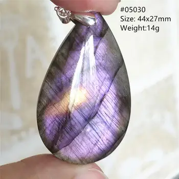 

Genuine Natural Purple Light Labradorite Rare Pendant Women Gems Water Drop Healing Heart Oval Crystal Necklace Jewelry AAAAA