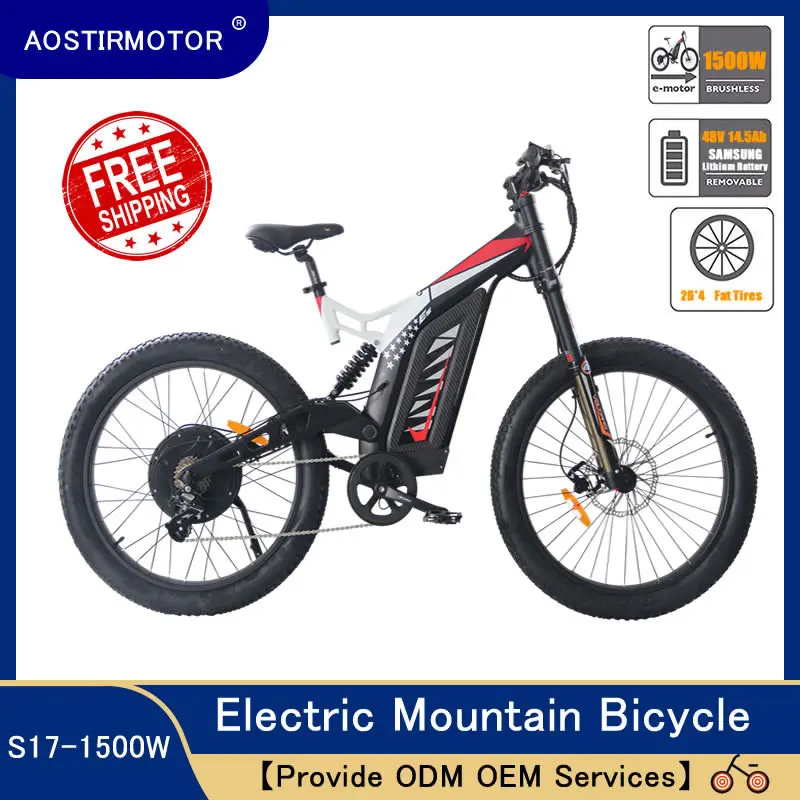 AOSTIRMOTOR Electric Mountain font b Bike b font Fat Tire Electric Bicycle Beach Cruiser City font