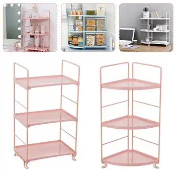 

Iron Storage Shelf Kitchen Rack Stand Holder Organizer Desktop Bookshelf Sundries Storage Rack Bathroom Corner Shelves makeup