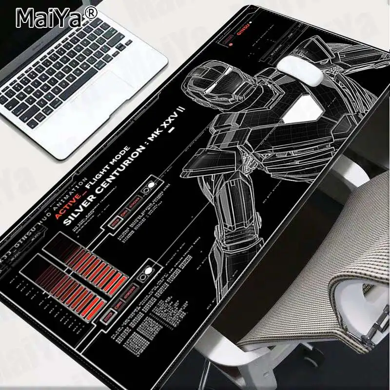 Maiya Marvel Iron Man Jarvis stark industries Durable Rubber Mouse Mat Pad Free Shipping Large Mouse Pad Keyboards Mat - Цвет: Lock Edge 30x80cm