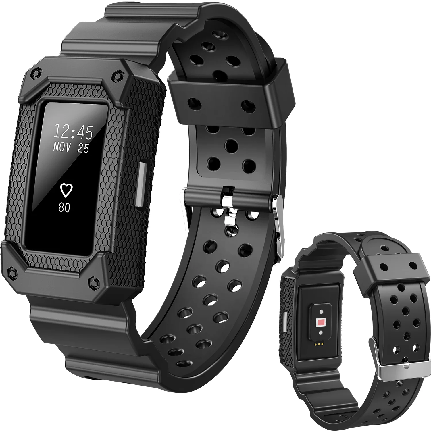 black Силиконовый смарт-браслет для Fitbit charge 2 HR фитнес-браслет сменный Аксессуар Ремешок с рамкой ремешок для часов - Цвет: black