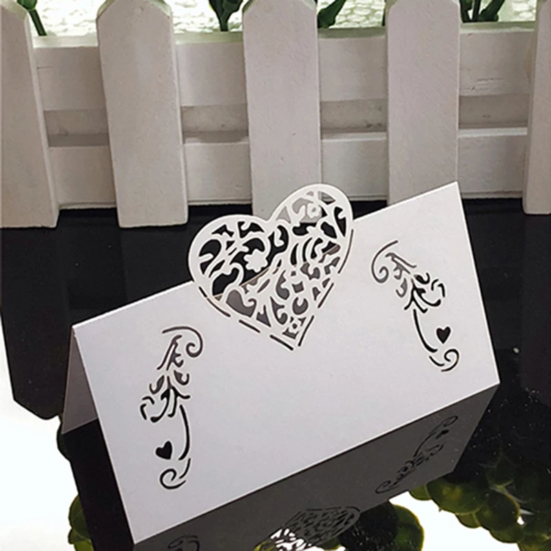 White Lace Name Place Cards Wedding Decoration Table Decor Table Name Message Greeting Card Party Christmas Decoration 50pcs