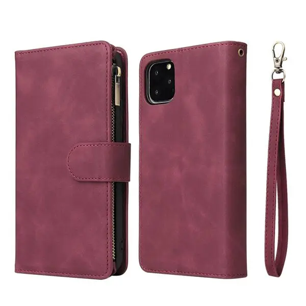 Флип-кошелек, полный защитный чехол для iphone 11 Pro Max, чехол из искусственной кожи для iphone X XS XR XS Max 6 6s 7 8 plus, подставка, держатель для карт - Цвет: wine red