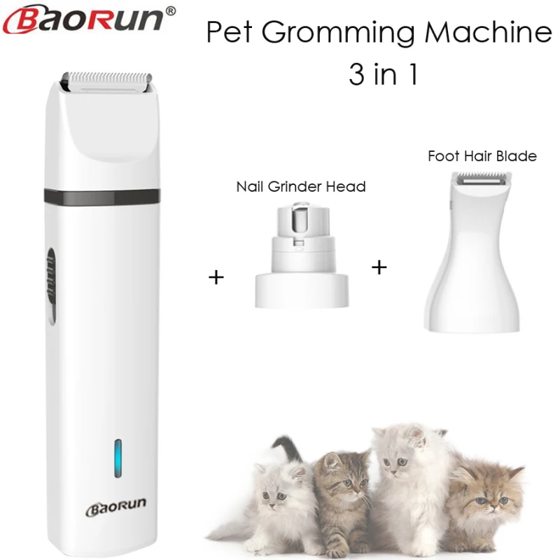 

3 In 1 Pet Grooming Machine Dog Hair Trimmer Usb Rechargeable Pets Clippers Nail Grinding & Hair Trimmer & Foot Hair