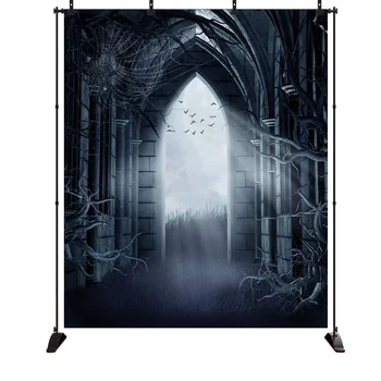 

Halloween Mysterious Castle Spider web Horror tree branch bat Photography Backgrounds Photo Backdrops Photocall Photo Studio