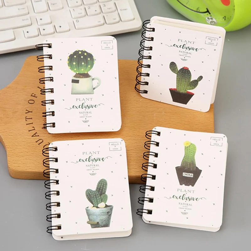

Cute Plant Cactus Notebook Student Rollover Coil Notebook Portable Pocket Notepad Cartoon Memo Notebook School Office Supplies