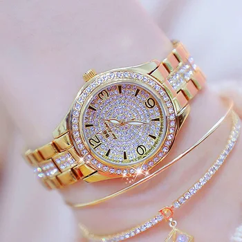

Luxury Women Watches Bracelet Gold Watch Top Brand Diamond Crystal Ladies Dress Wrist Watches High Quality Steel Belt Clock 2020