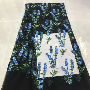 

Popular African Lace Fabric 2020 High Quality Lavender Flowers Tulle Lace Fabric African French Net Lace Fabric For Eveing Party