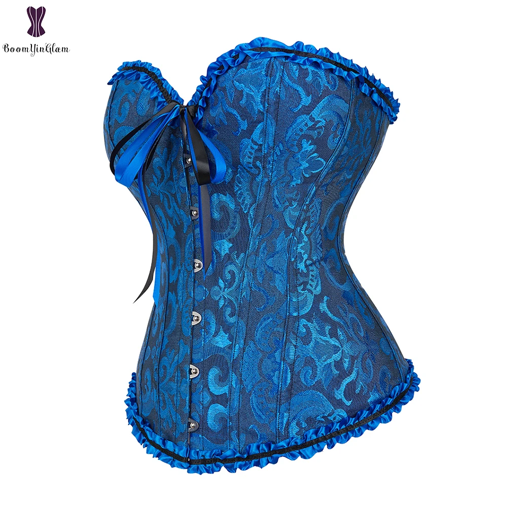 7 Colors Can Be Chosen Women Body Shaper Size XS To 6XL Vintage Pleated Corset Bustier With G String 810#