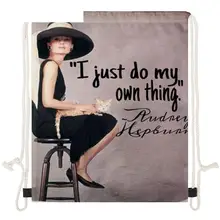 ELVISWORDS школьная сумка на шнурках с принтом Одри Хепберн для девочек-подростков, Индивидуальная сумка для покупок с логотипом для женщин, женская сумка для йоги