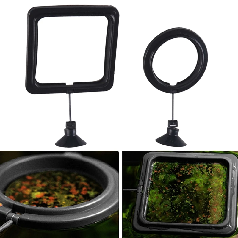 

2 Pcs Aquarium Fish Feeding Ring Fish Tank Floating Food Feeders with Suction Cup Buoyancy Aquatic Organism Automatic