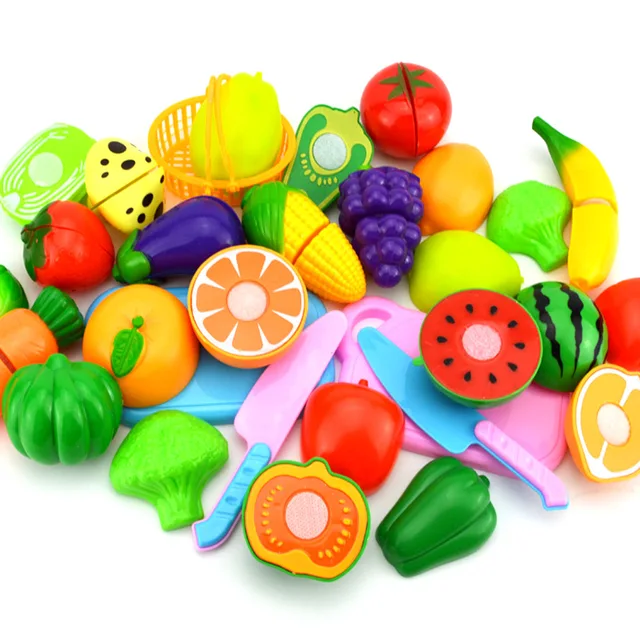 Pretend Play Toys Plastic Food Cutting Fruit Vegetable Pretend Play Children Kitchen Toys Montessori Learning Educational Toys 4