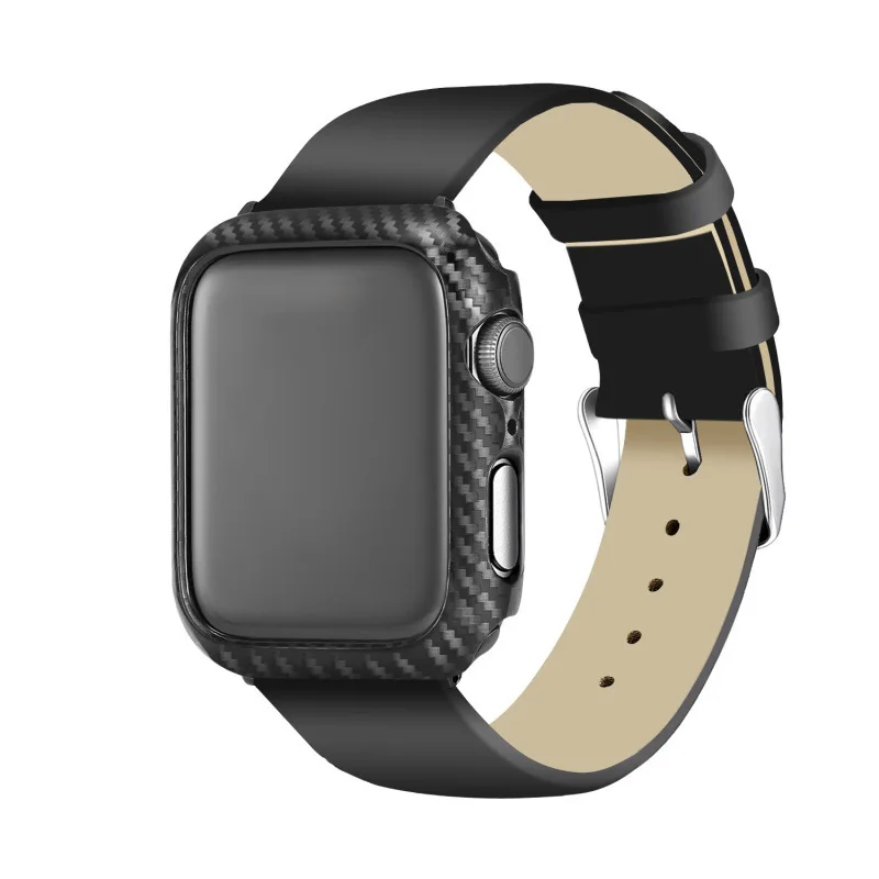 Углеродное волокно чехол для Apple Watch 1/2/3/4/42/38/44/40 мм серии Передний Бампер Защитный ремешок ультра тонкий корпус рамка Крышка для наручных часов iWatch