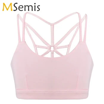 

Kids Girls Bra Tops Ballet Dance wear Stretchy Cross Back Tanks Bra Tops Crop Top for Ballet Dance Sports Bra Tops Gym Workout