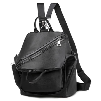 

Multi-Functional Backpack Female PU Leather Shoulder Bag Female Youth Patchwork Bag