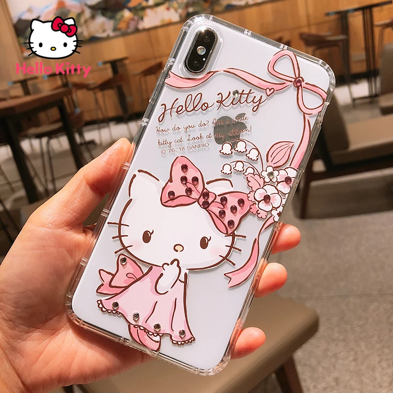 

Hello Kitty for IPhone 7/8P/X/XR/XS/XSMAX/11/12Pro/12mini Cartoon Transparent Shatter-resistant Mobile CaseSuitable for girls